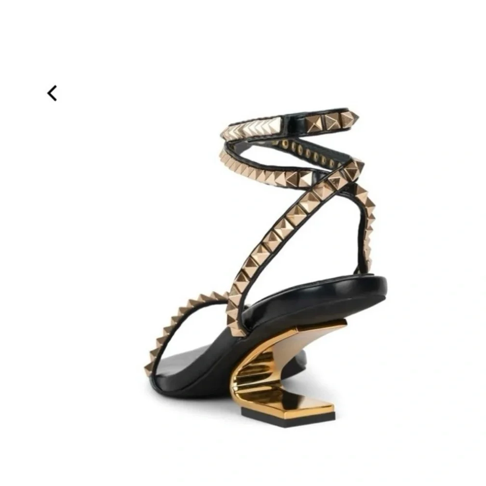 Black and Gold Studded Women's - Picture 2 of 6